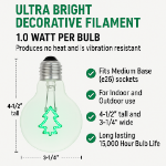 LED Christmas Tree Decorative Filament G80 Medium Base Glass Bulb  - 1pk