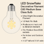 LED Snowflake Decorative Filament G80 Medium Base Glass Bulb  - 1pk
