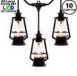 10 Light LED Flicker Flame Oil Lamp String Set 20ft - Black Wire
