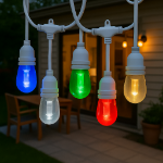 48' RGBWW 24 LED S14 Patio Light String 24" Spacing w/Remote - White Wire