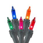 Multi Colored Christmas Mini Lights 50 Light on Black Wire 11 Feet Long