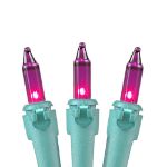 Purple 50 Light 11' Long Green Wire Christmas Mini Lights