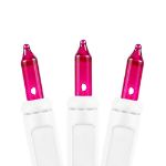 Pink 50 Light 11' Long White Wire Christmas Mini Lights