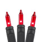 Red Christmas Mini Lights 50 Light on Black Wire 11 Feet Long