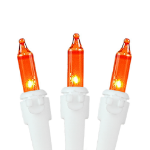 Amber/Orange Christmas Mini Lights 100 Light 50 Feet Long on White Wire
