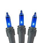 Blue Christmas Mini Lights 100 Light 50 Feet Long on Black Wire