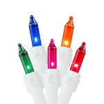 Multi Christmas Mini Lights 100 Light 50 Feet Long on White Wire