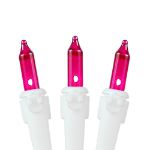 Pink Christmas Mini Lights 100 Light 50 Feet Long on White Wire