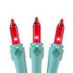 Red Christmas Mini Lights 100 Light 50 Feet Long on Green Wire