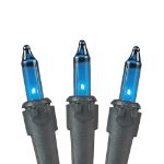 Teal Christmas Mini Lights 100 Light 50 Feet Long on Black Wire
