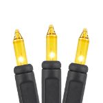 Yellow Christmas Mini Lights 100 Light 50 Feet Long on Black Wire