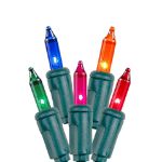 Connect 10 Multicolor Christmas Mini Lights, 100 Light, 50 Feet Long, Green Wire