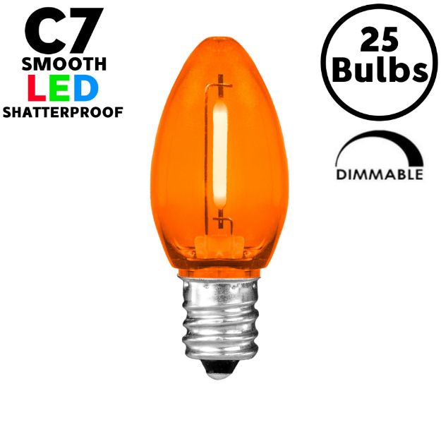 Orange C7 LED Plastic Filament Replacement Bulbs 25 Pack