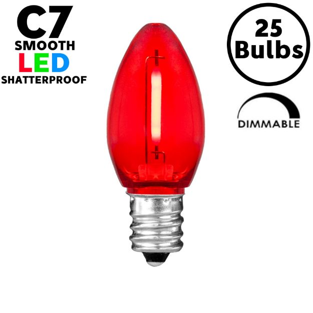 Red C7 LED Plastic Filament Replacement Bulbs 25 Pack