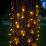 Yellow Christmas Mini Lights 50 Light on Brown Wire 11 Feet Long