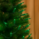 Green Christmas Mini Lights 100 Light 50 Feet Long on Green Wire