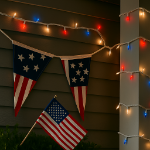 Red/White/Blue Christmas Mini Lights 100 Light 50 Feet Long on White Wire