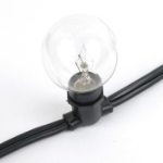 100 Warm White LED G30 Commercial Grade Candelabra Base Light Set - Black Wire