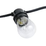 25 Clear S14 Commercial Grade Light String Set on 37.5' of Black Wire 