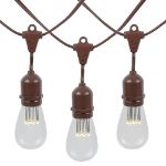 50 Clear S14 Commercial Grade Suspended Light String Set on 100' of Brown Wire 