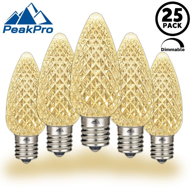 PeakPro Warm White C9 LED Replacement Bulbs 25 Pack 