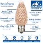 PeakPro 2019 Warm White C9 LED Replacement Bulbs 25 Pack 