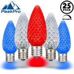 PeakPro Red/White/Blue C9 LED Replacement Bulbs 25 Pack