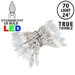 *NEW* True Twinkle Pure White 70 LED C6 Strawberry Mini Lights Commercial Grade on White Wire