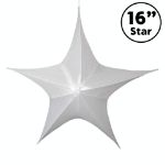16" Fold Flat Star w/Metallic Mesh Fabric - White