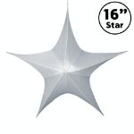 16" Fold Flat Star w/Metallic Mesh Fabric - Silver