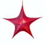 16" Fold Flat Star w/Metallic Mesh Fabric - Red