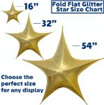 16" Fold Flat Star w/Metallic Mesh Fabric - Gold