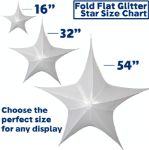 32" Fold Flat Star w/Metallic Mesh Fabric - White