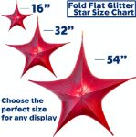 32" Fold Flat Star w/Metallic Mesh Fabric - Red 