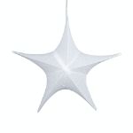 16" Fold Flat Star w/Glitter Mesh Fabric - White