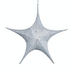 16" Fold Flat Star w/Glitter Mesh Fabric - Silver