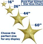 26" Fold Flat Star w/Glitter Mesh Fabric - Gold