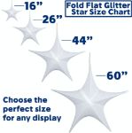 44" Fold Flat Star w/Glitter Mesh Fabric - White