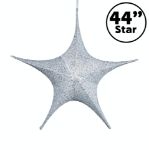 44" Fold Flat Star w/Glitter Mesh Fabric - Silver
