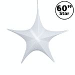 60" Fold Flat Star w/Glitter Mesh Fabric - White