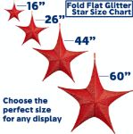 60" Fold Flat Star w/Glitter Mesh Fabric - Red