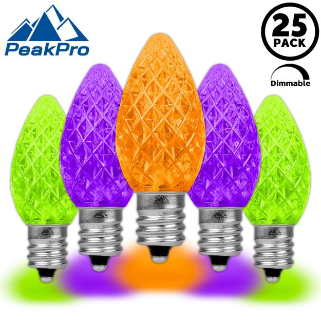 PeakPro Lime/Purple/Orange C7 LED Replacement Bulbs 25 Pack