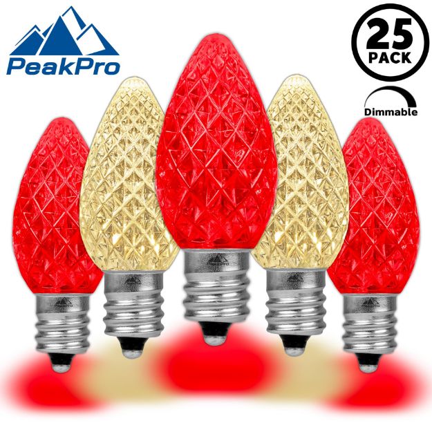 PeakPro Red/Warm White C7 LED Replacement Bulbs 25 Pack