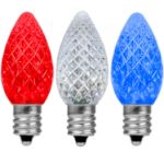 PeakPro Red/White/Blue C7 LED Replacement Bulbs 25 Pack