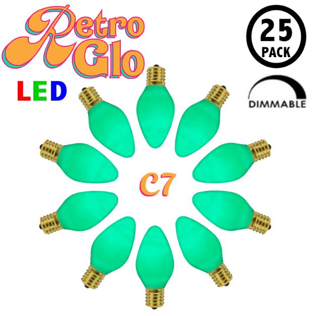 C7 RetroGlo® Vintage Green Ceramic LED Replacement Bulbs - 25 Pack