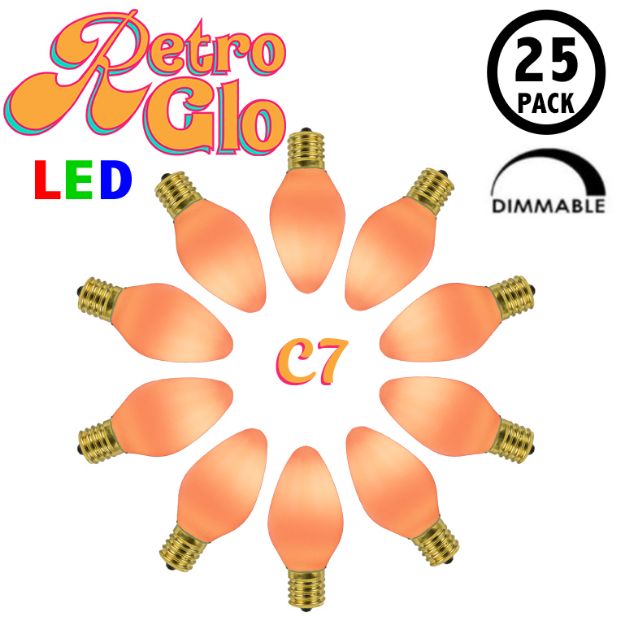 C7 RetroGlo® Vintage Orange Ceramic LED Replacement Bulbs - 25 Pack
