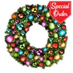 72" Sequoia Wreath with Warm White LED Lights and Tropical Themed Ornaments