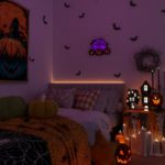 2D Trick or Treat & Pumpkin Motif Light (Orange & Purple)