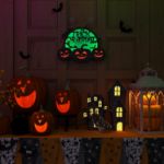 2D Trick or Treat & Pumpkin Motif Light (Orange & Green)