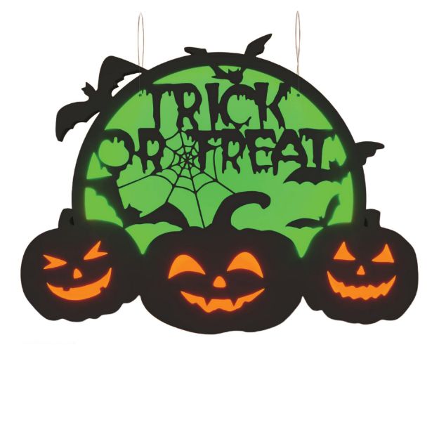 2D Trick or Treat & Pumpkin Motif Light (Orange & Green)